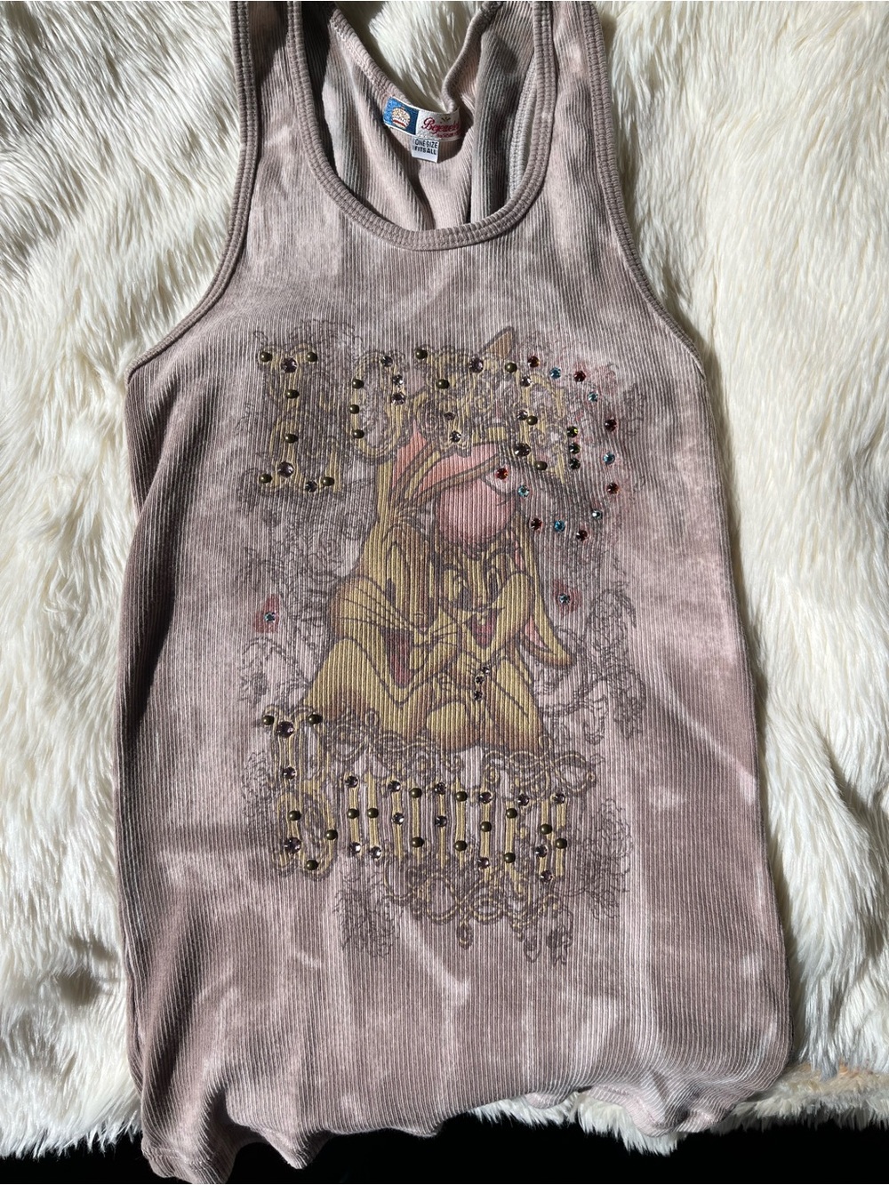 ⭐️RARE Y2K⭐️ Bejeweled by Susan Fixel “Love Bunnies” Tank